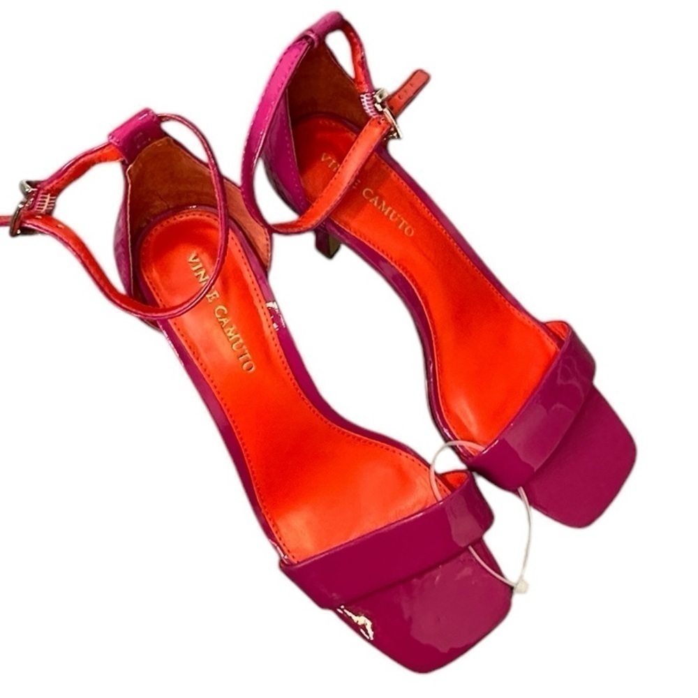 NEW Vince Camuto Enella Barbie Pink Patent Heels | Strappy Sandal | Size 5.5 - Picture 2 of 8